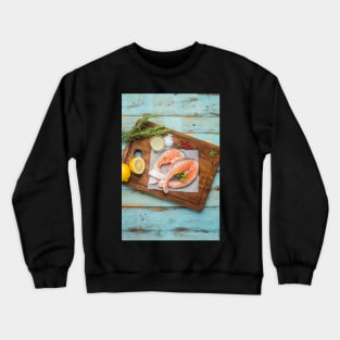 Raw salmon steak Crewneck Sweatshirt